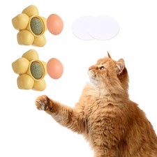 2Pcs Universal Catnip Balls Cat Teeth Cleaning Ball, Yellow Orange