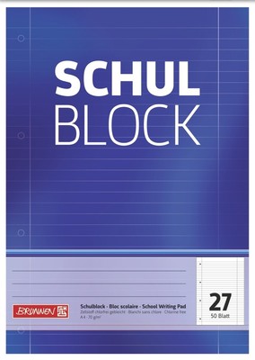 Brunnen 1052527 school block/notepad (A4, 50 sheets, lined, with margins, 27 lin