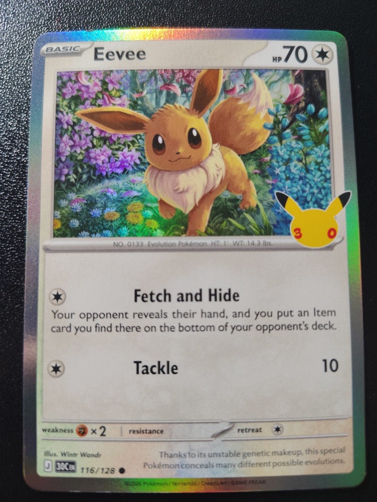 Pokemon 30th Celebration Eevee Holo Common Card 116/128 NM