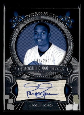 2004 Upper Deck Etchings #ET-JJ Jacque Jones Etched in Time Autograph Blue #/250