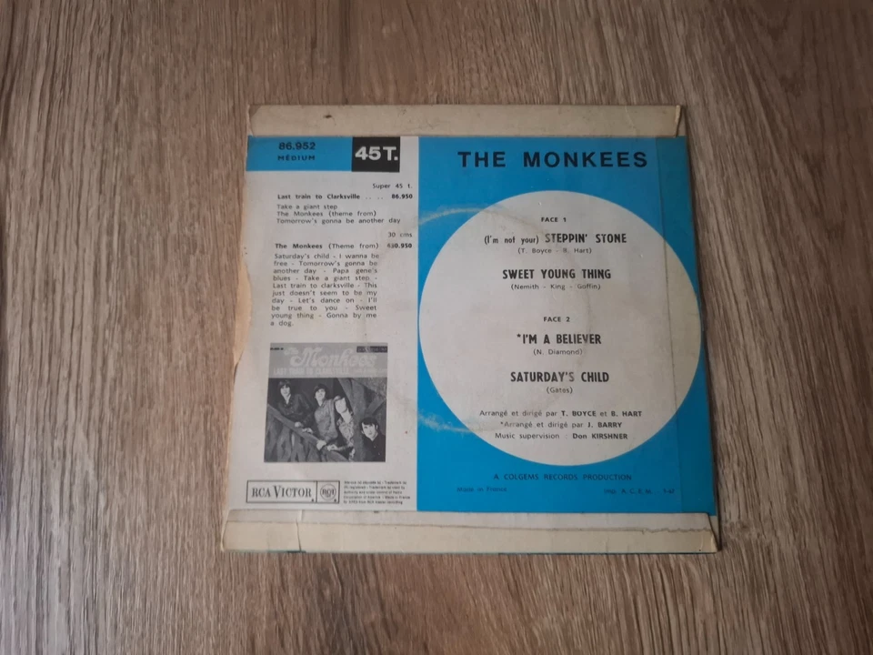 EP POP / ROCK THE MONKEES "I'M A BELIEVER"  1/1967 FRENCH - Image 2 of 2