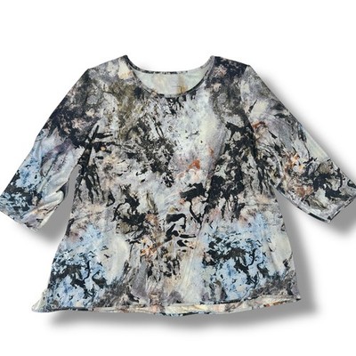 Ali Miles Reversible Abstract Art Print Shirt Womens Plus Sz 2X Scoop Neck