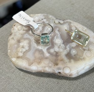 Genuine Prasiolite (green Amethyst)  Pendant And Ring Size 7