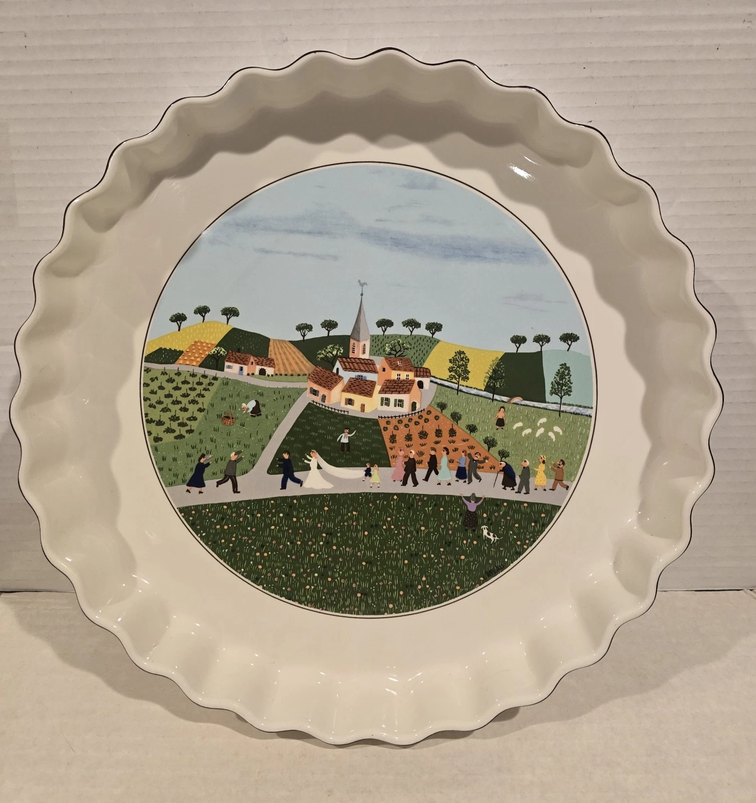 Villeroy & Boch Vilbofour Naif Wedding Quiche, Pie Tart Serving Dish 11.5 inch