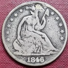1846 Seated Liberty Half Dollar 50c 6 OVER HORIZONTAL 6 VG Details  #96137