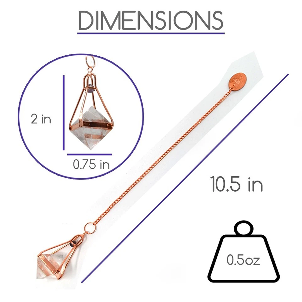 Quartz & Copper DOWSING PENDULUM Spiritual Meditation Divining Ghost Hunting - Image 3 of 4
