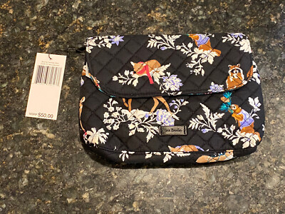 Vera Bradley Brush & Cosmetic Case Merry Mischief Black Travel NWT