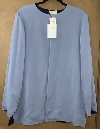 Coldwater Creek Reversible 100% Silk Jacket Womens 2X 20-22 Blue One Button NEW - Picture 2 of 14