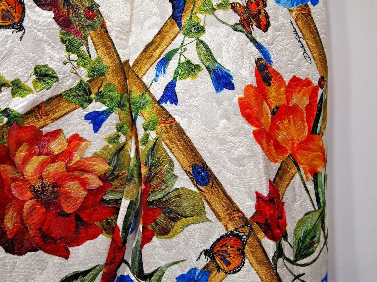 DOLCE & GABBANA★素敵!Cropped Floral Bamboo-Print Pants NEW DOLCE & GABBANA Cropped Floral Bamboo-Print Cotton-Silk