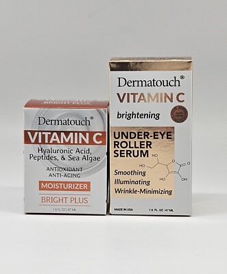 2PC DERMATOUCH VITAMIN C & HA Peptides & Sea Algae Moisturizer + Under-Eye Serum