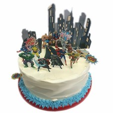 Cake Scene Marvel Superheroes Characters City Edible Wafer Paper Decorations
