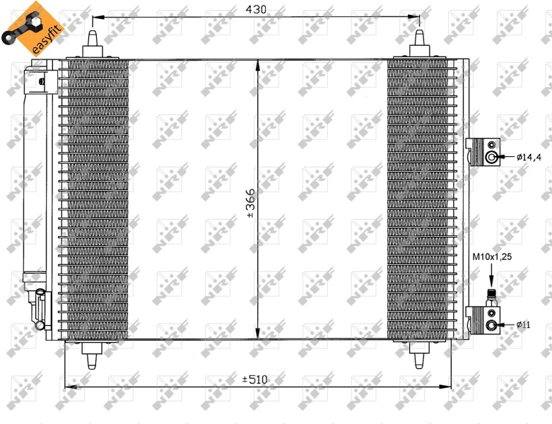 NRF 35443 Condenser, air conditioning for CITROËN,PEUGEOT