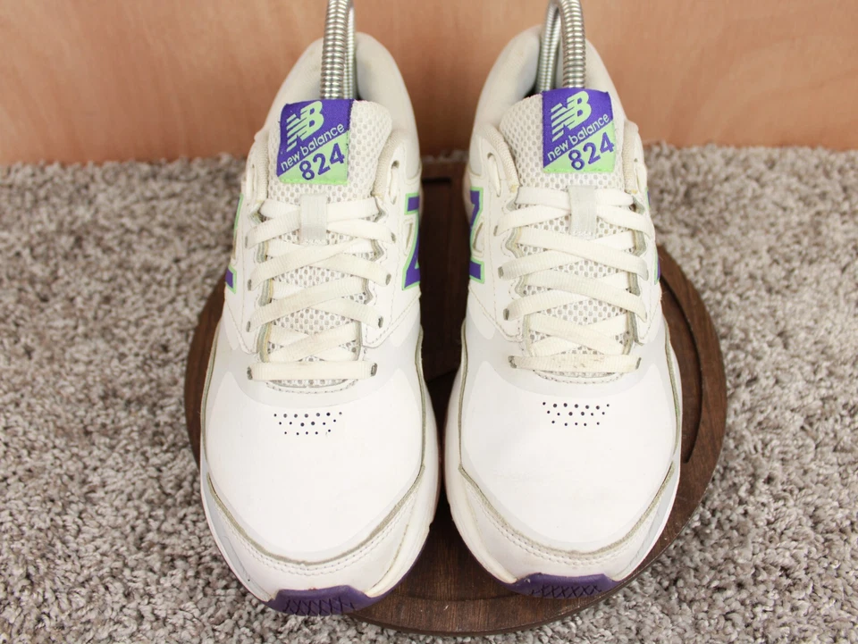New Balance 624 Zapatos de Entrenamiento Cruzado para Mujer 6.5 Blanco Púrpura Cuero Tenis Foto 3 de 4