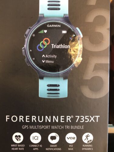 Garmin Forerunner 735XT Midnight Blue/ Frost Blue Tri Bundle New In Box