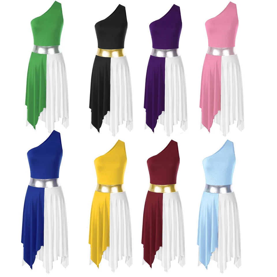 Mujeres Vestido de Baile de Alabanza Litúrgica Túnica Ropa de Baile Lírica Disfraces de Adoración Foto 2 de 2