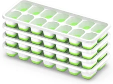 Ice Cube Tray with Lid, 4 Pack Durable Stackable Ice Cube Trays for Freezer with