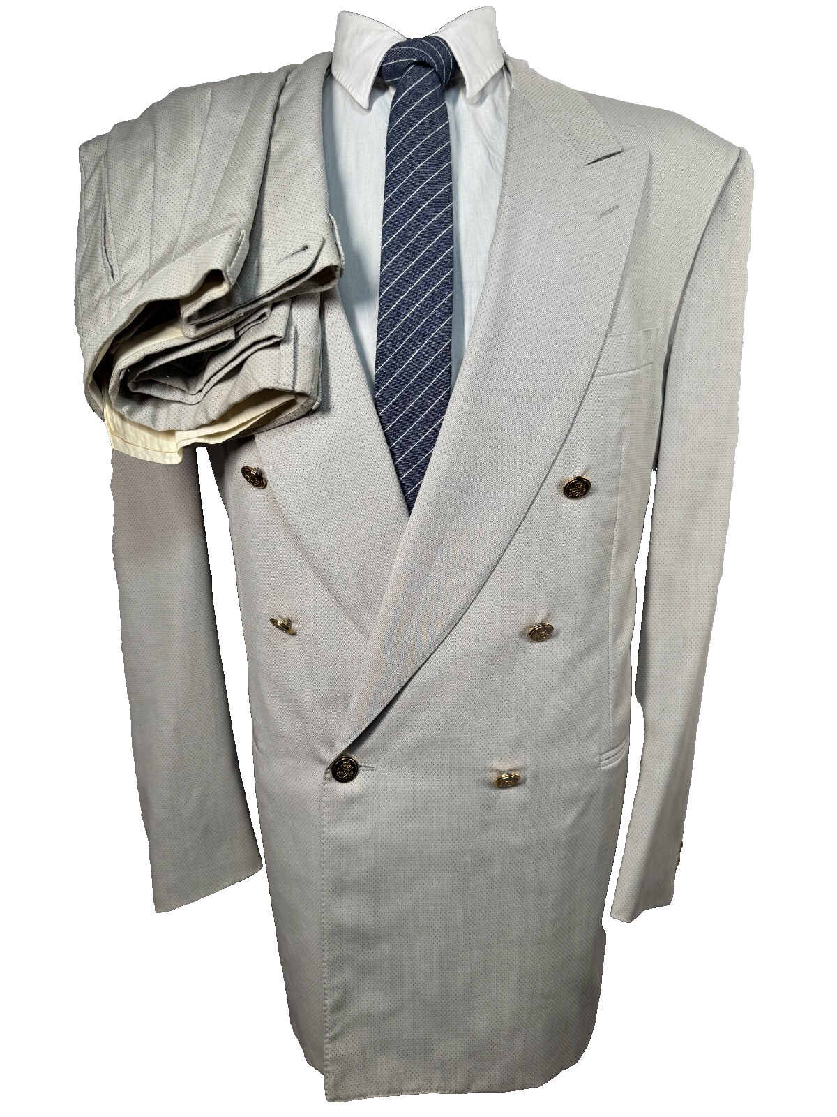CANALI Mens Beige Wool ITALIAN-MADE Pleated 2pc Suit 44L Jacket