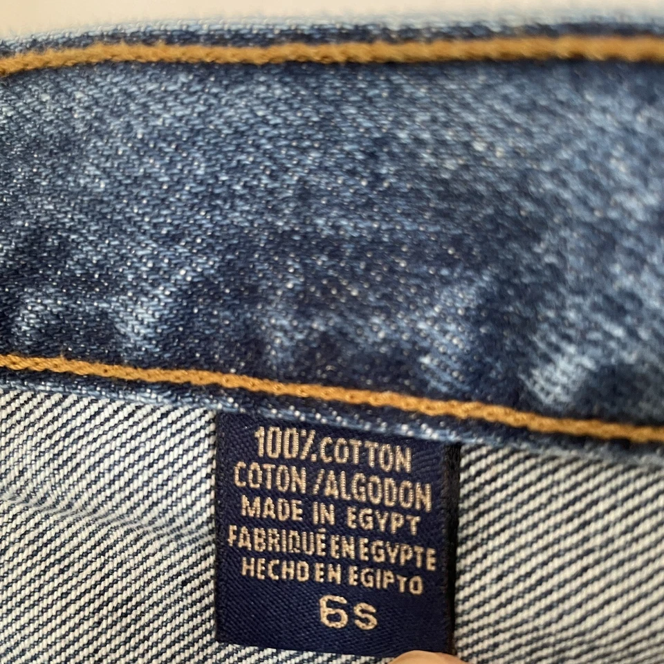 Pantalones de mezclilla rectos con botones de bolsillo de algodón Capezio Petites para mujer talla 6S Foto 3 de 4