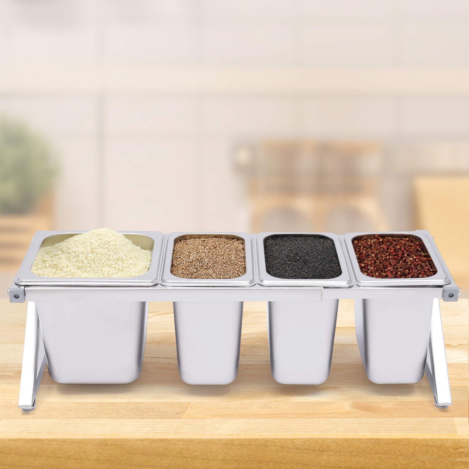 Stainless Steel Commercial Spice Rack Organizer for Restaurant Kitchen Storage