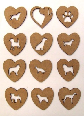 MDF Holz Hund, Haustier Laser ausgeschnittene Herzformen zum Basteln, Deko, Pai