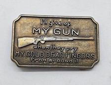 VINTAGE M.B.C.I. I'LL GIVE UP MY GUN... MY COLD DEAD FINGERS  BELT BUCKLE