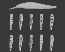 wLure Hard Plastic 3D Stencil for Fishing Lure Jerkbait Blank Body UPM817