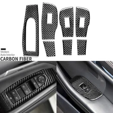 7Pc Real Carbon Fiber Window Lift Switch Panel Cover For Mazda 3 Axela 2020-2024
