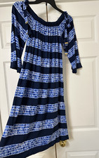 Michael Kors Summer Mazi Dress Sz Large Tie Dye Stripe Off Shoulder 100% Viscose