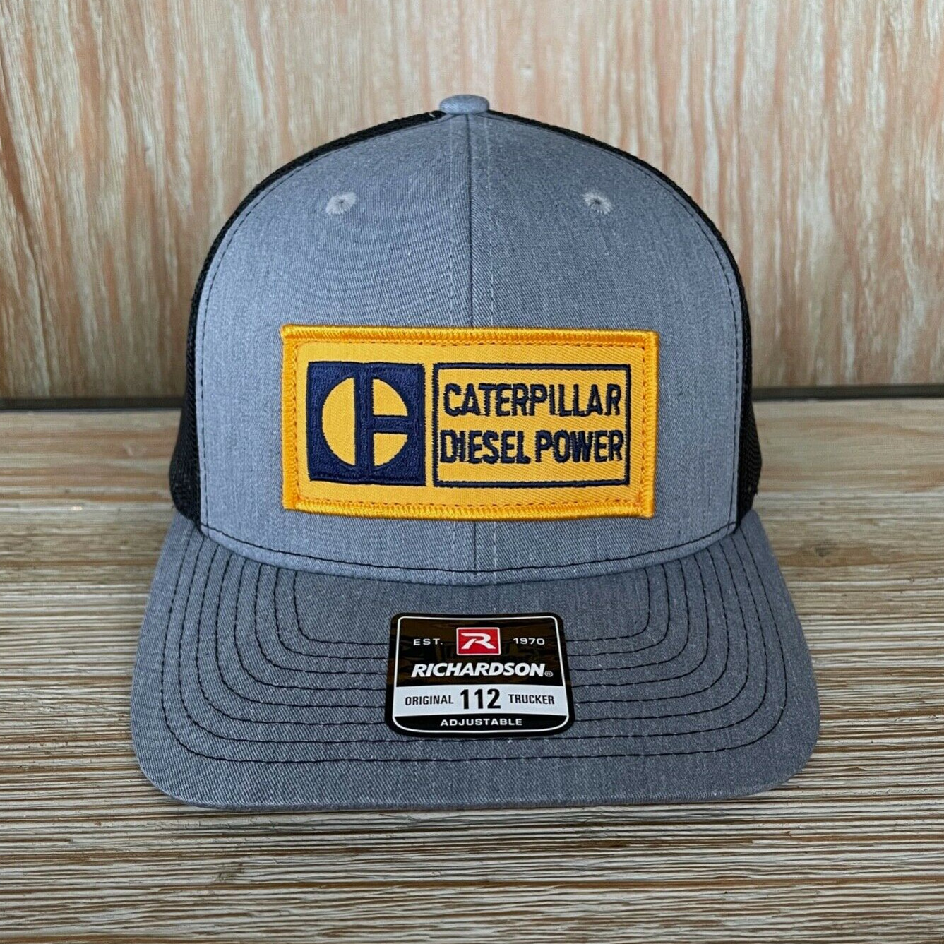 Caterpillar CAT Vintage Patch Hat, Richardson 112 Retro Block C Diesel