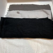 Womens Scarf Genovega Light & Dark Grey Black Tasseled Shawl Wrap Scarf Lot Of 3