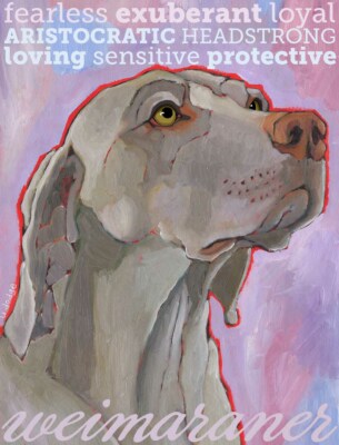 Weimaraner - Hundeportrait - Kühlschrankmagnet - Reproduktion Ölgemälde
