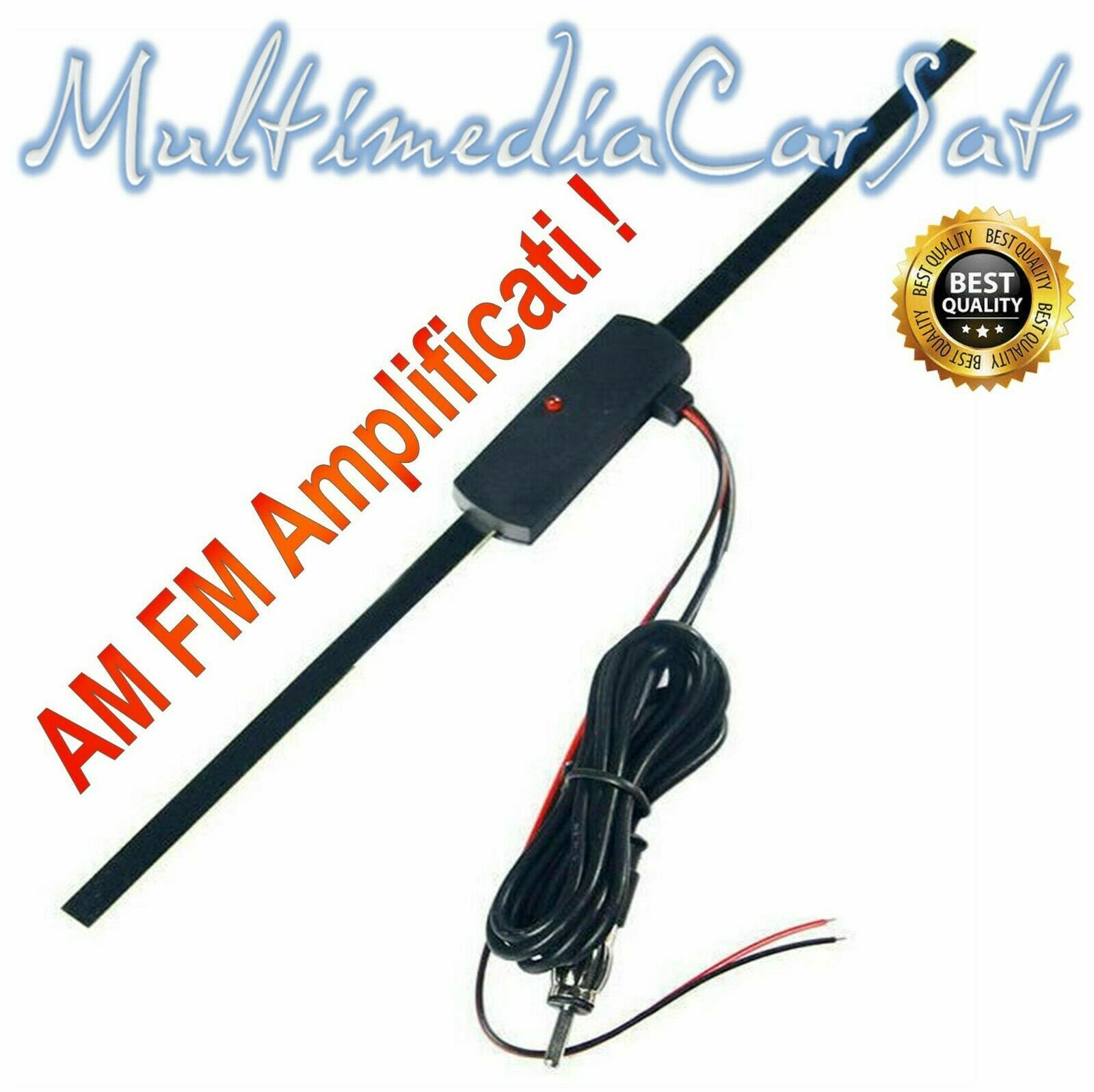 Antenna Radio Adesiva Autoradio Auto Universale Baffo Amplificata Elettronica
