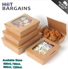 Eco Friendly Kraft Food Container with Single PET Window for Takeaway Meals