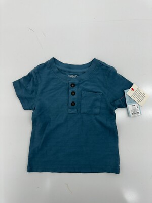 Cat & Jack Baby Boys Dark Blue 1/4 Button T Shirt Size 12 Months