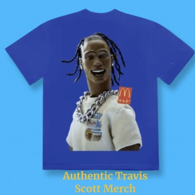 Travis Scott × McDonald's T Shirt Mens XL Action Figure rap tee concert Blue NEW