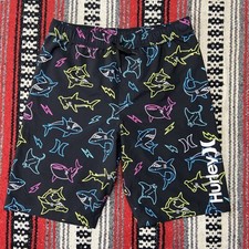Hurley Spell Out Swimming Shorts Trunks Youth Size 14/16 Sharks Sting Rays