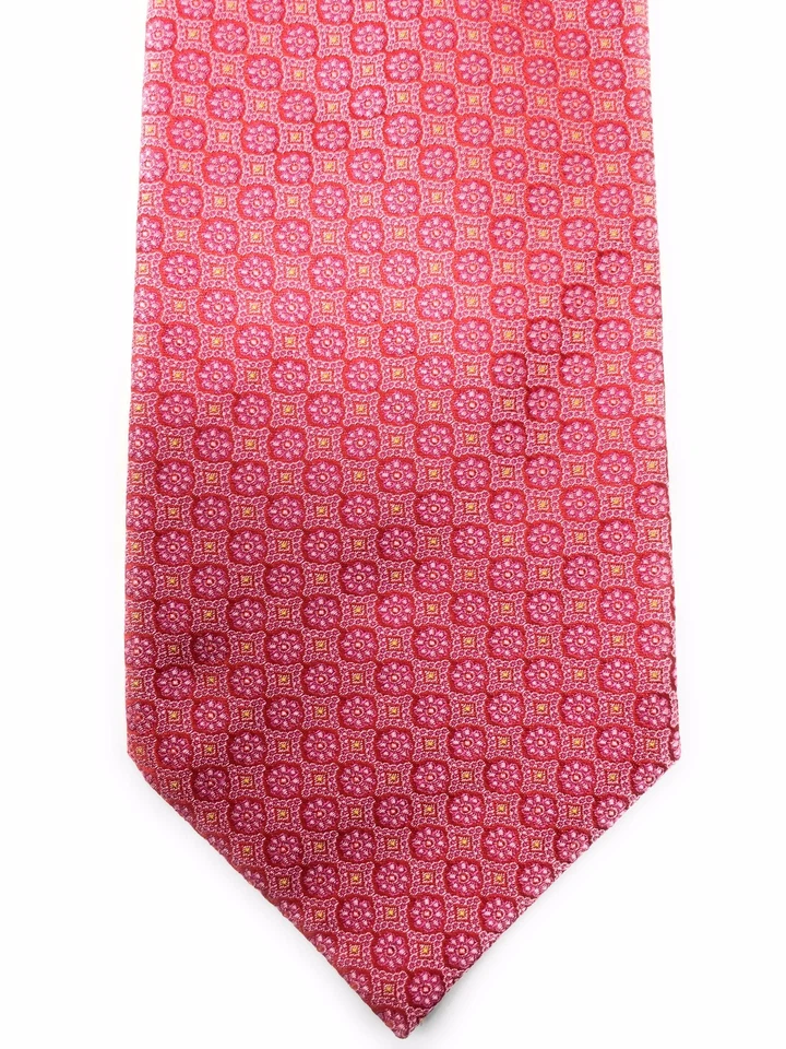 Corbatas DolcePunta Para Hombre Geométricas Rosa Rojo Amarillo 100% Seda Hechas a Mano en Italia Foto 4 de 4