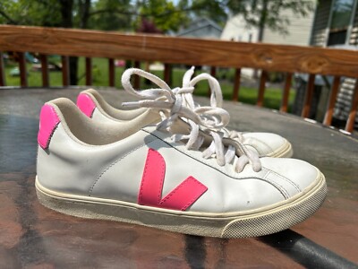 VEJA Esplar CASUAL Athletic LOW TOP Sneakers WHITE HOT PINK Womens Size 9