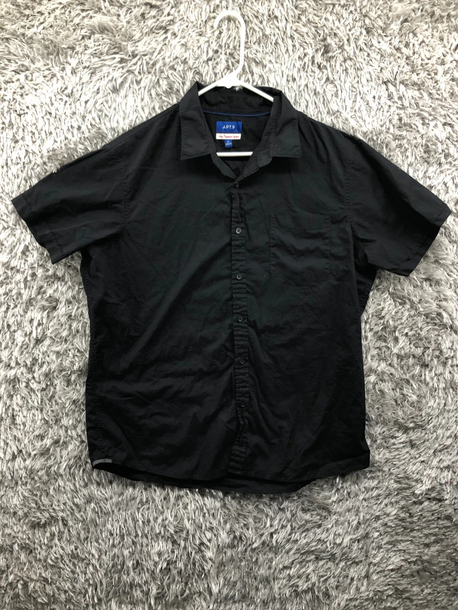 Apt.9 Shirt Size XL Mens Black Short Sleeve Spread Collar Shirt eBay