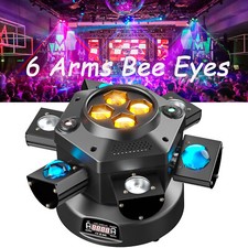 6 Arms Bee Eye Stage Moving Head Light DMX RGBW 200W LED DJ Disco Beam Lighting