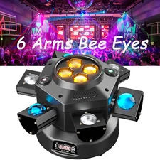 6 Arms Bee Eye Stage Moving Head Light DMX RGBW LED DJ Disco Party Beam Lighting