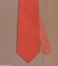 TOMMY HILFIGER Red & White Rectangluar Design Silk Neck Tie made in USA #140