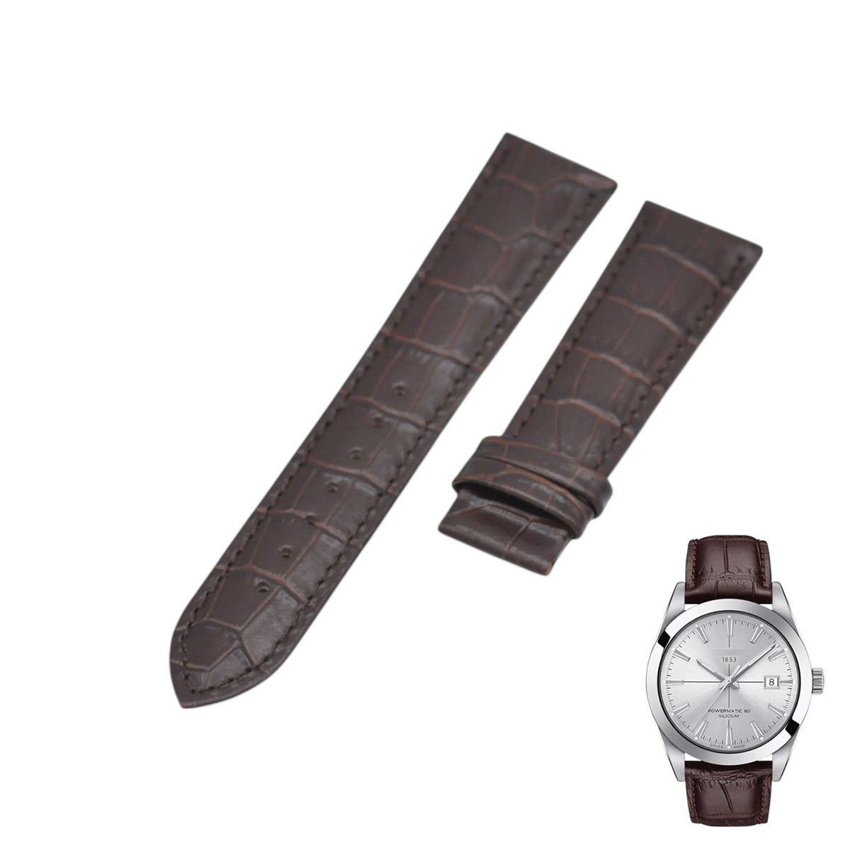 21mm Brown Leather Strap For Tissot Gentleman Powermatic 80