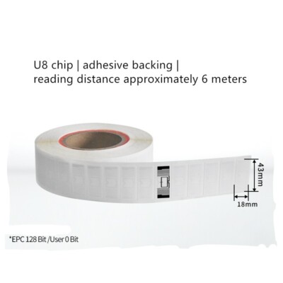10pcs U8 Chip NFC Sticker UHF Tag 860~960MHz RFID Programmable Chip 43mm * 18 mm