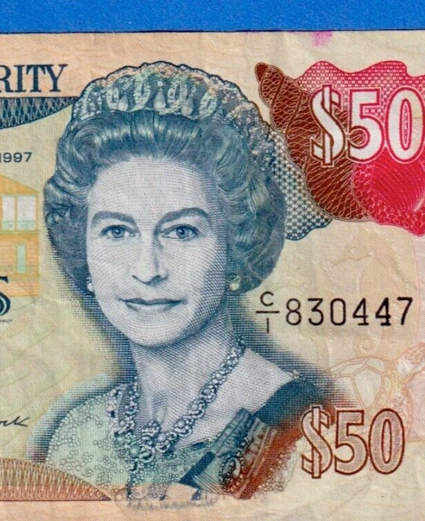 Billete Bermudas $50 1997 P-48 QE II Circulado C/1 830447 RARO Foto 3 de 4