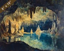 Carlsbad Caverns underground cave formations oil painting 8x10 Print