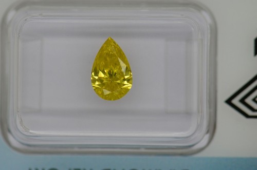 Pear Shaped Diamond One Carat Fancy Yellow SI1 Natural Loose Enhanced Polished - Picture 11 of 11