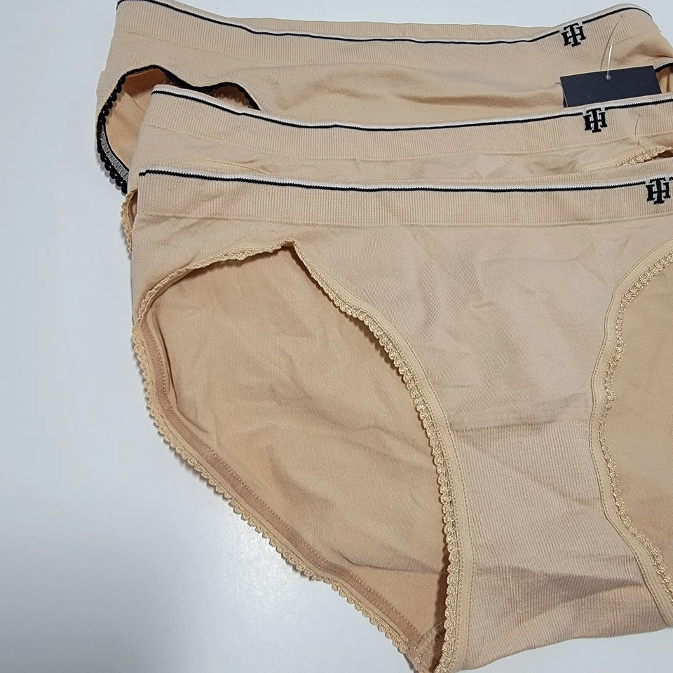Tommy Hilfiger Bikini Panties Solid 89% Nylon 3 Pair Size 5 S Small Beige New - Image 2 of 4