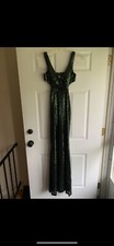 Faviana green sequin prom dress size 2
