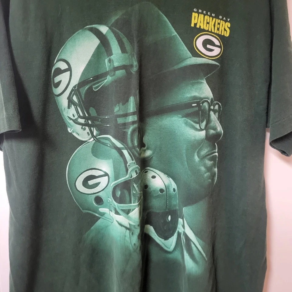 复古 1997 单针专业球员包装工 Vince Lombardi XL 码 T 恤 — 第 3/4 张图片